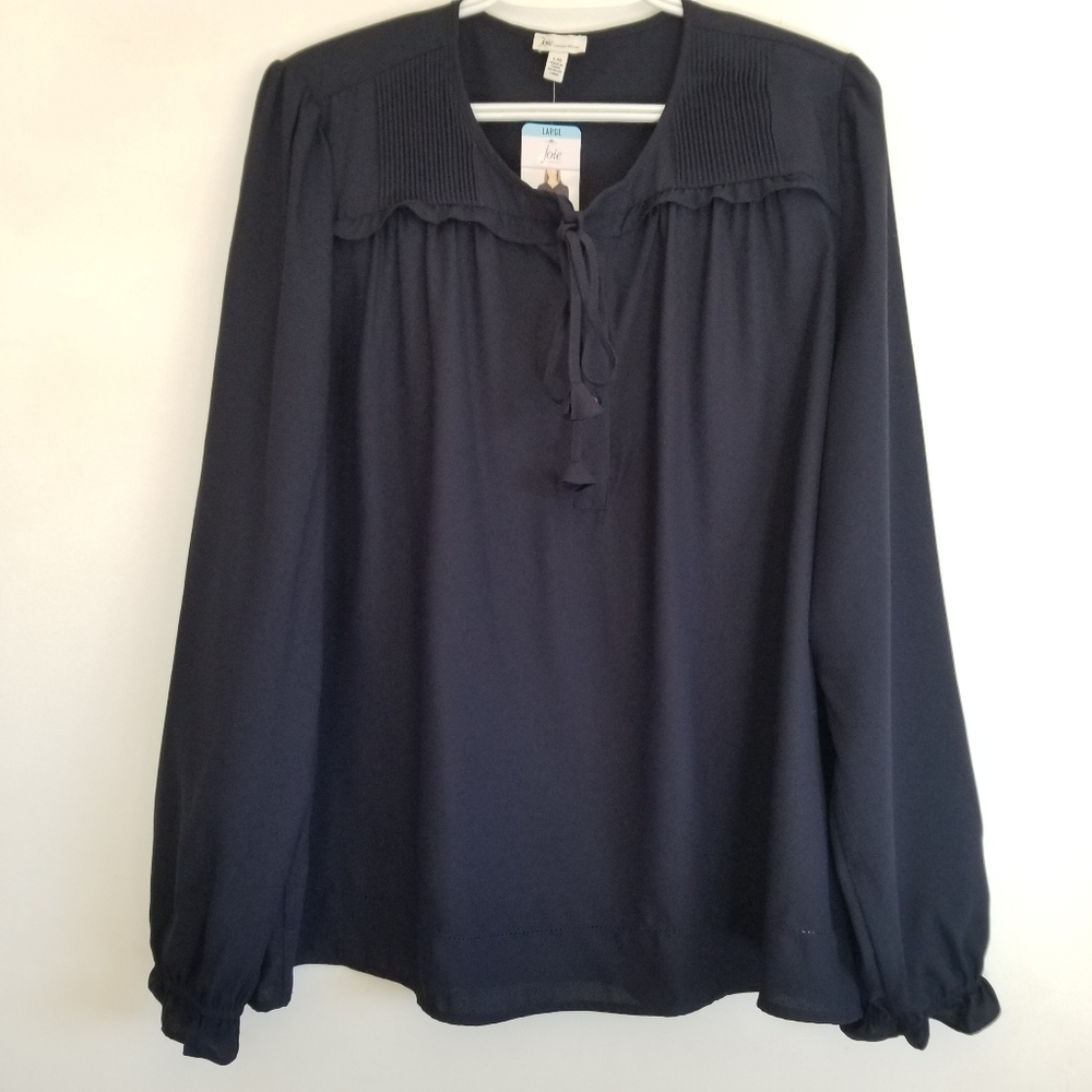 New Blue Long Sleeve Peasant Blouse
